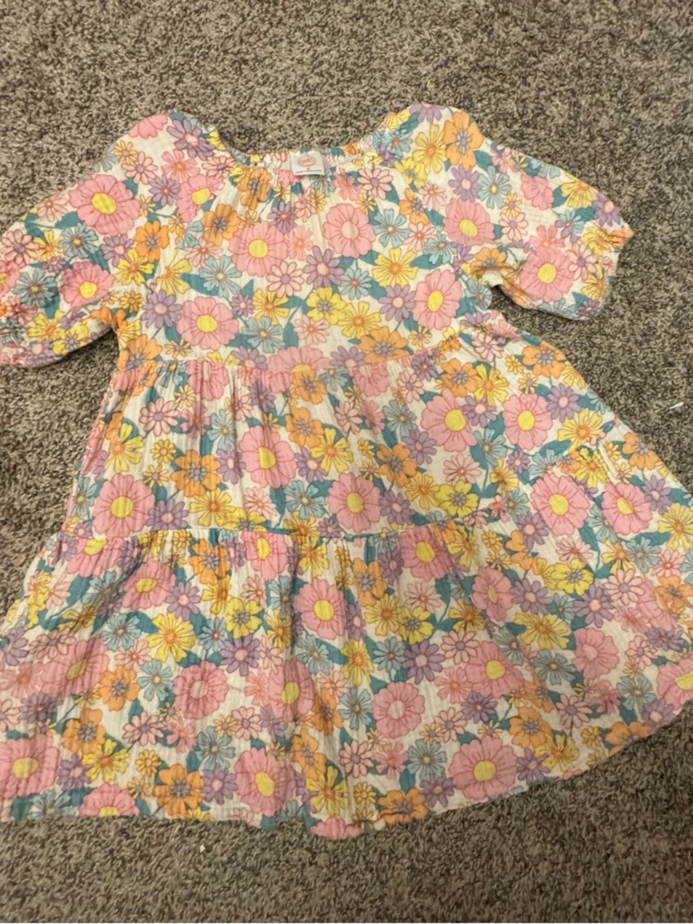 wonder nation Pastel Floral Tiered Dress in Pink, Yellow & Blue